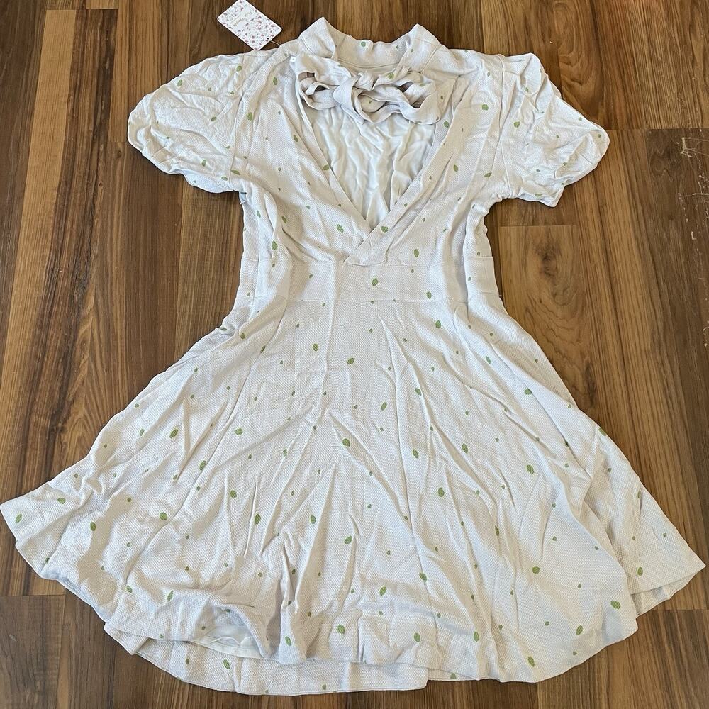 NWT Free People Women’s Abbie Printed Mini Dress Size 4 - Ivory